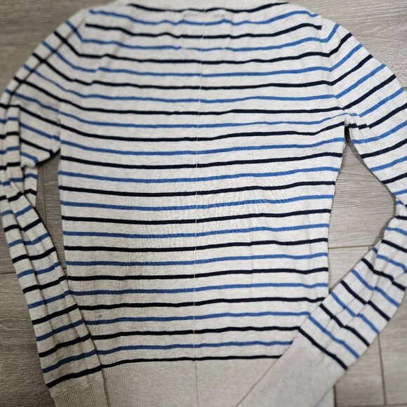 American Eagle Women's striped blue and grey striped wool cotton sweater size sm - Picture 2 of 7